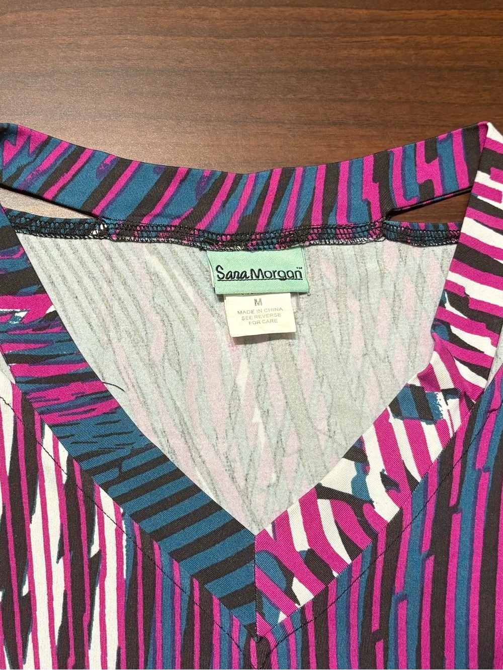 Dana-Montane V-Neck Long Sleeve Top in Teal and Purple Print - Picture 6 of 10